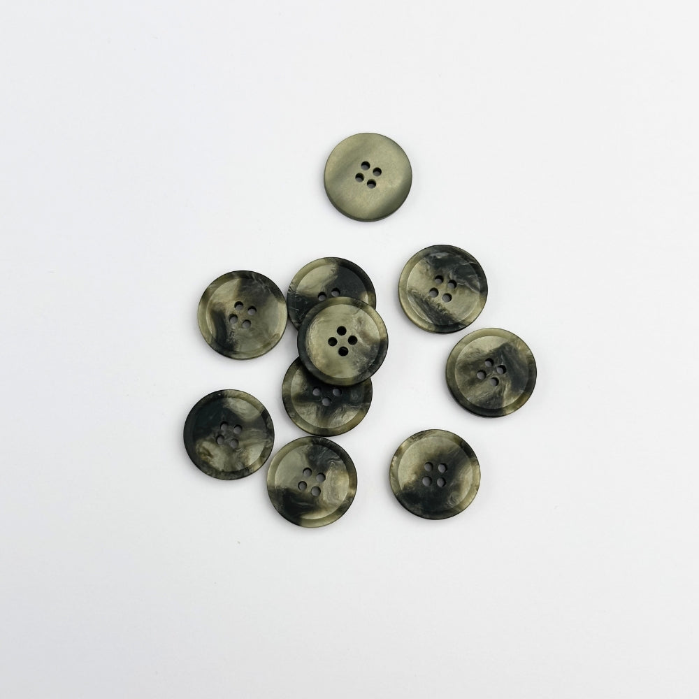 Knap - Imiteret Marmor - Sort/Messing - 15 mm