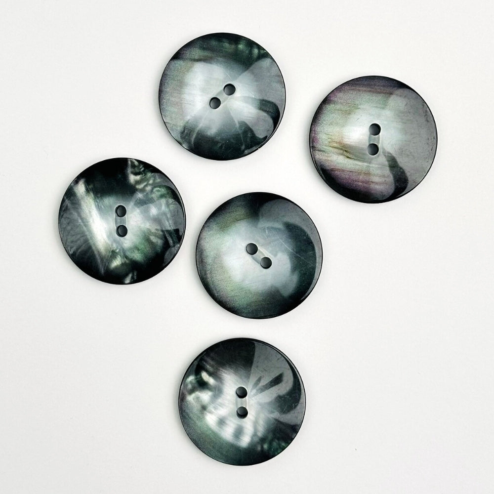 Knap - Perlemor Look - Grå/Sort - 33,5 mm