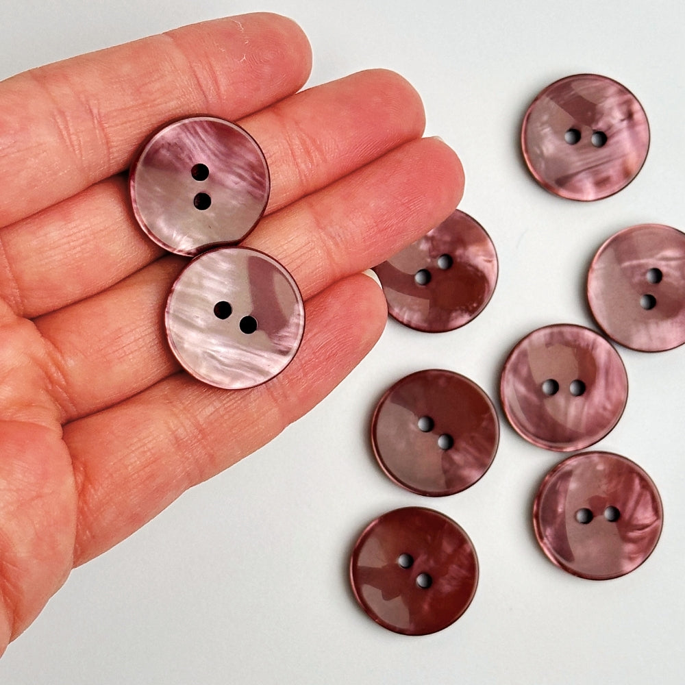 Knap - Perlemor Look - Blomme - 21 mm