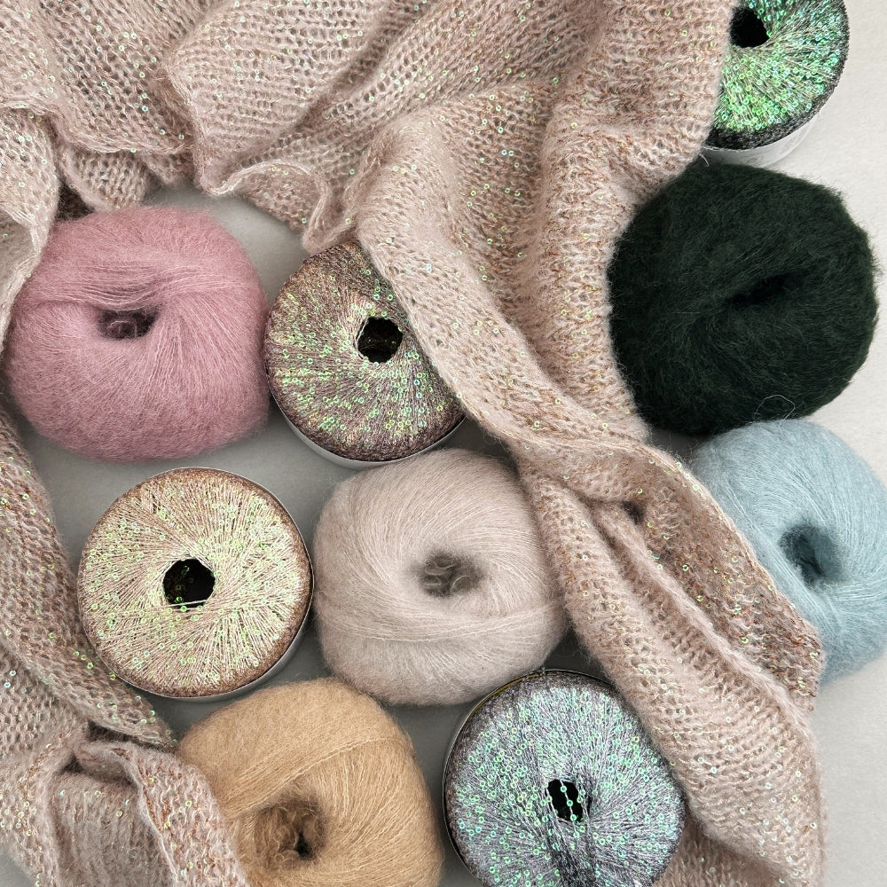 Paillettes Scarf - Strikkekit (Kimsa og Eclaire)
