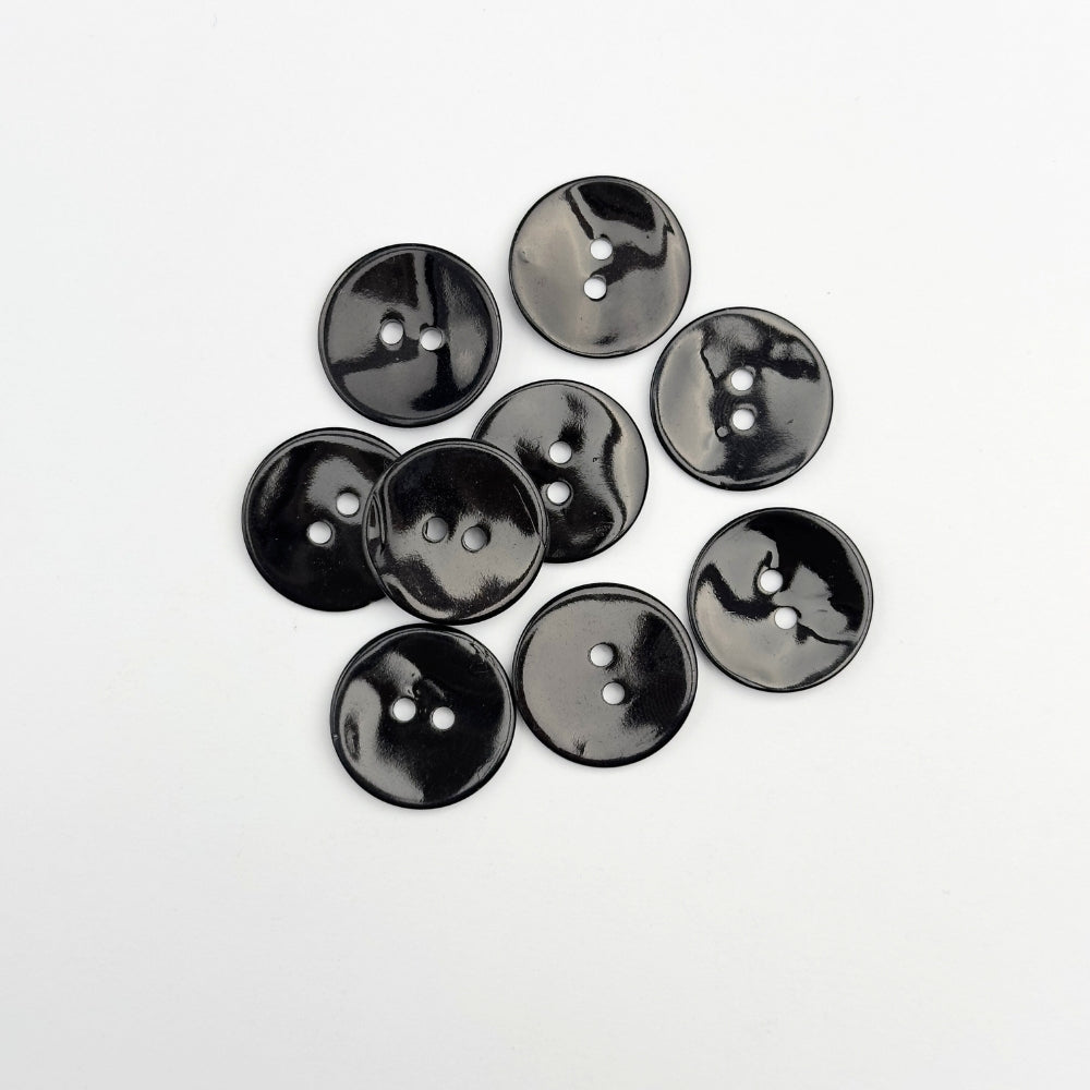 Knap - Ægte Perlemor - Sort - 20 mm