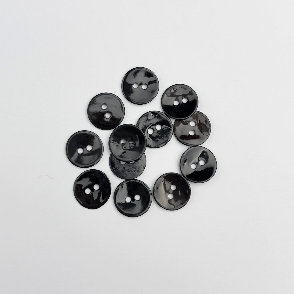 Knap - Ægte Perlemor - Sort - 15 mm