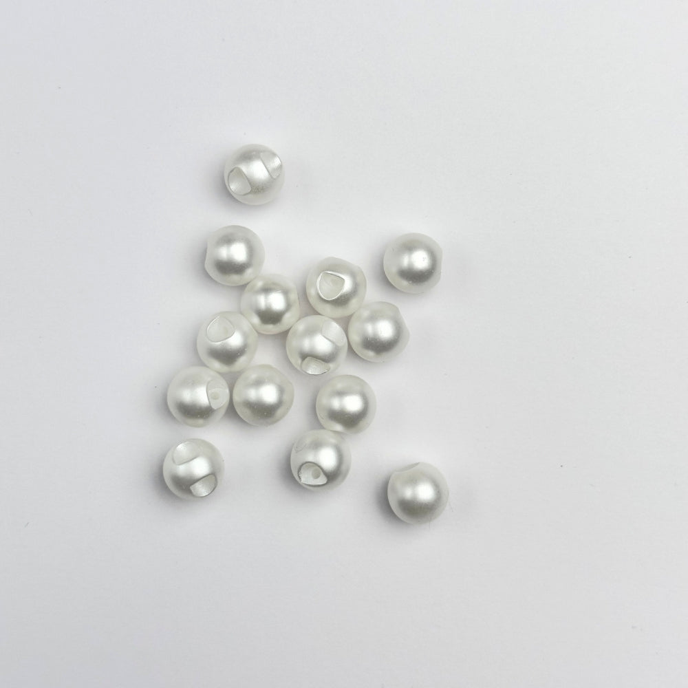 Knap - Rund Perle - Hvid - 10 mm