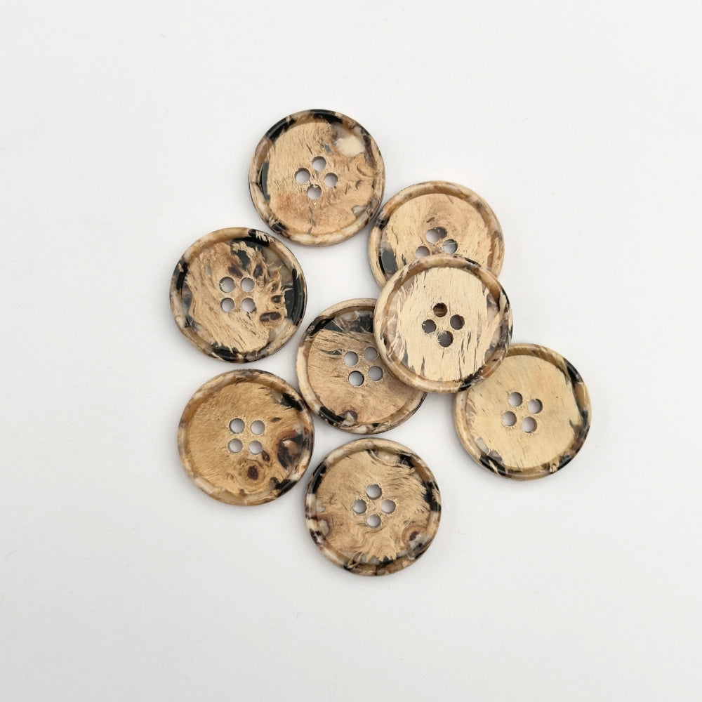 Knap - 4 huller - Camouflage brun - 23 mm
