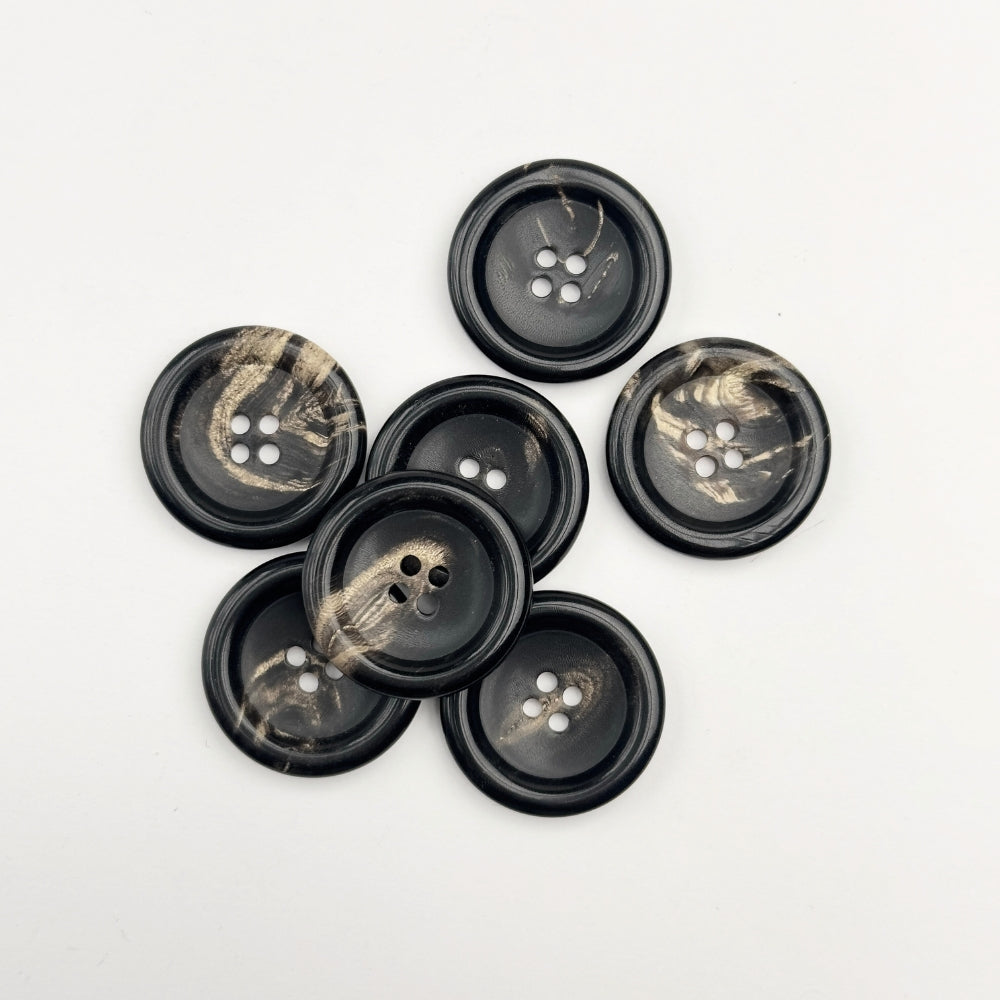 Knap - Ægte Horn - Sort - 25 mm
