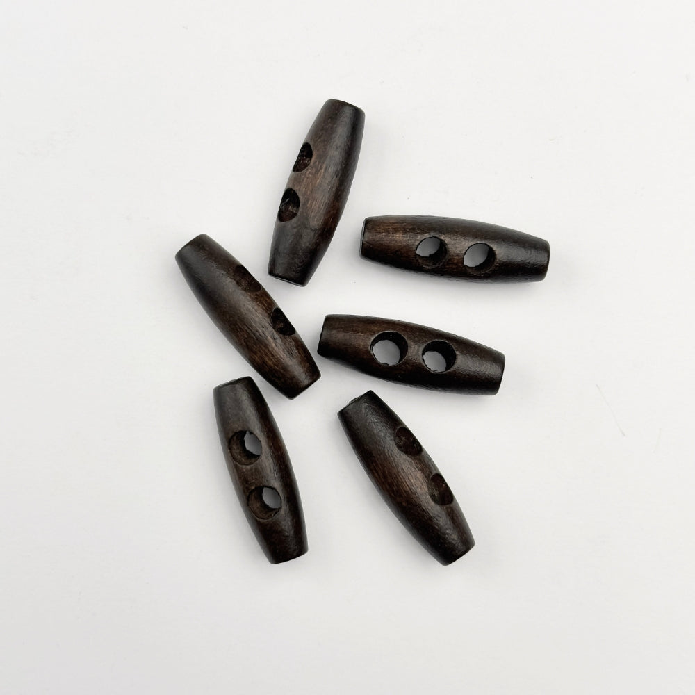 Duffelcoat Knap - Mørk Træ - 30 mm