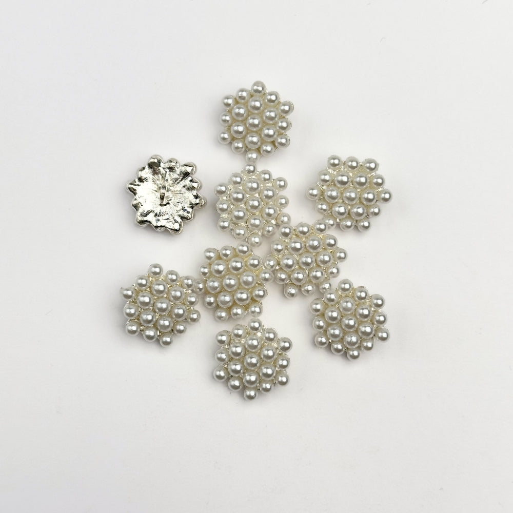 Knap - Multi-perle - Hvid - 20 mm