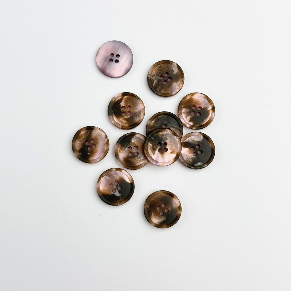 Knap - Imiteret Marmor - Grå/Rosa - 15 mm