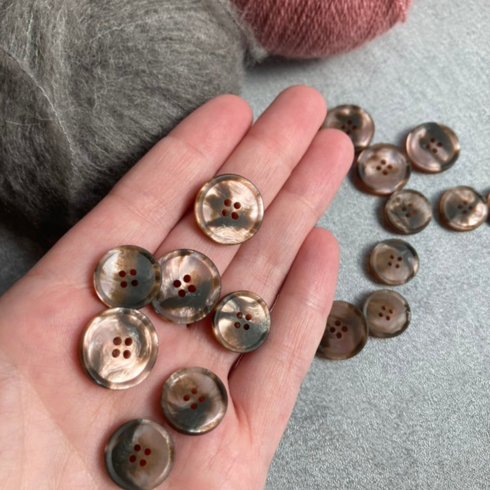 Knap - Imiteret Marmor - Grå/Rosa - 15 mm