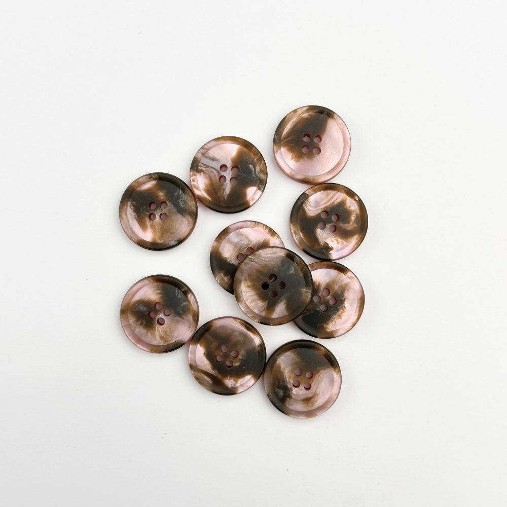 Knap - Imiteret Marmor - Grå/Rosa - 18 mm