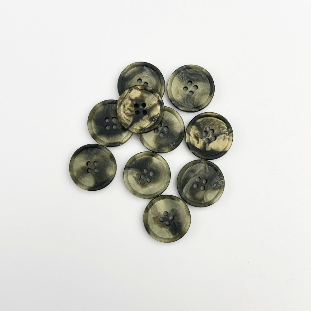 Knap - Imiteret Marmor - Sort/Messing - 18 mm