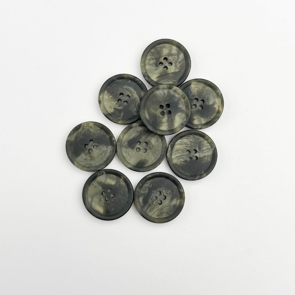 Knap - Imiteret Marmor - Sort/Messing - 20 mm