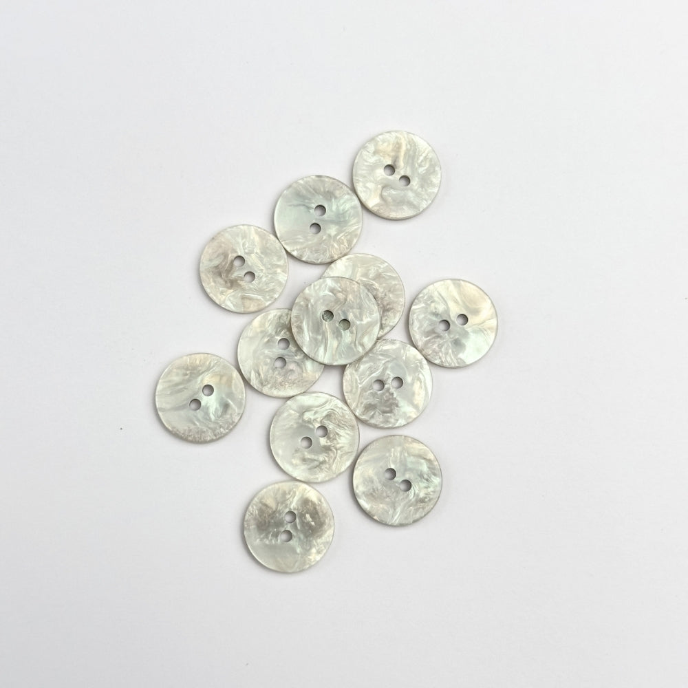 Knap - Imiteret Perlemor - Hvid -  15 mm