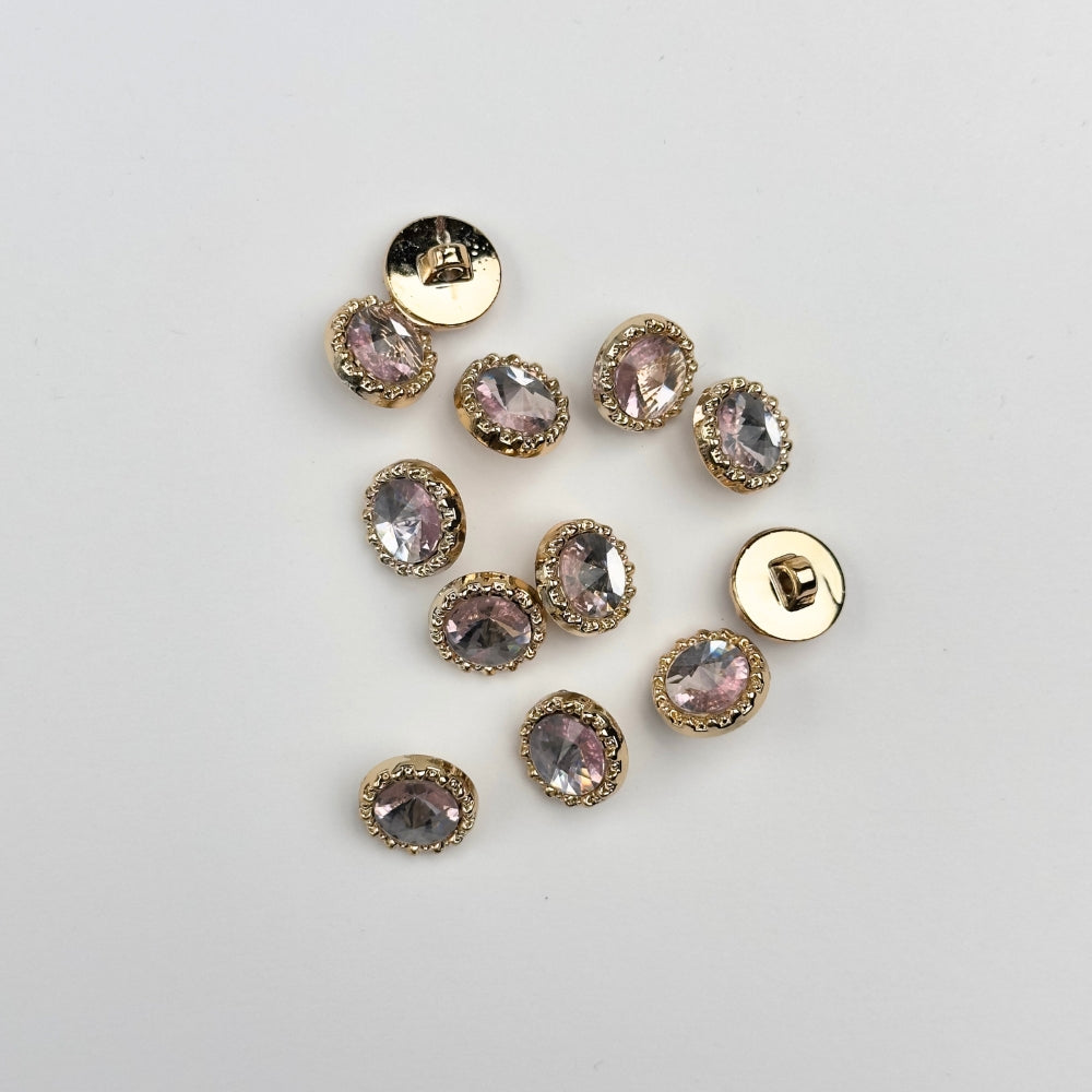 Knap med øje - Rosa Krystal - 12,5mm