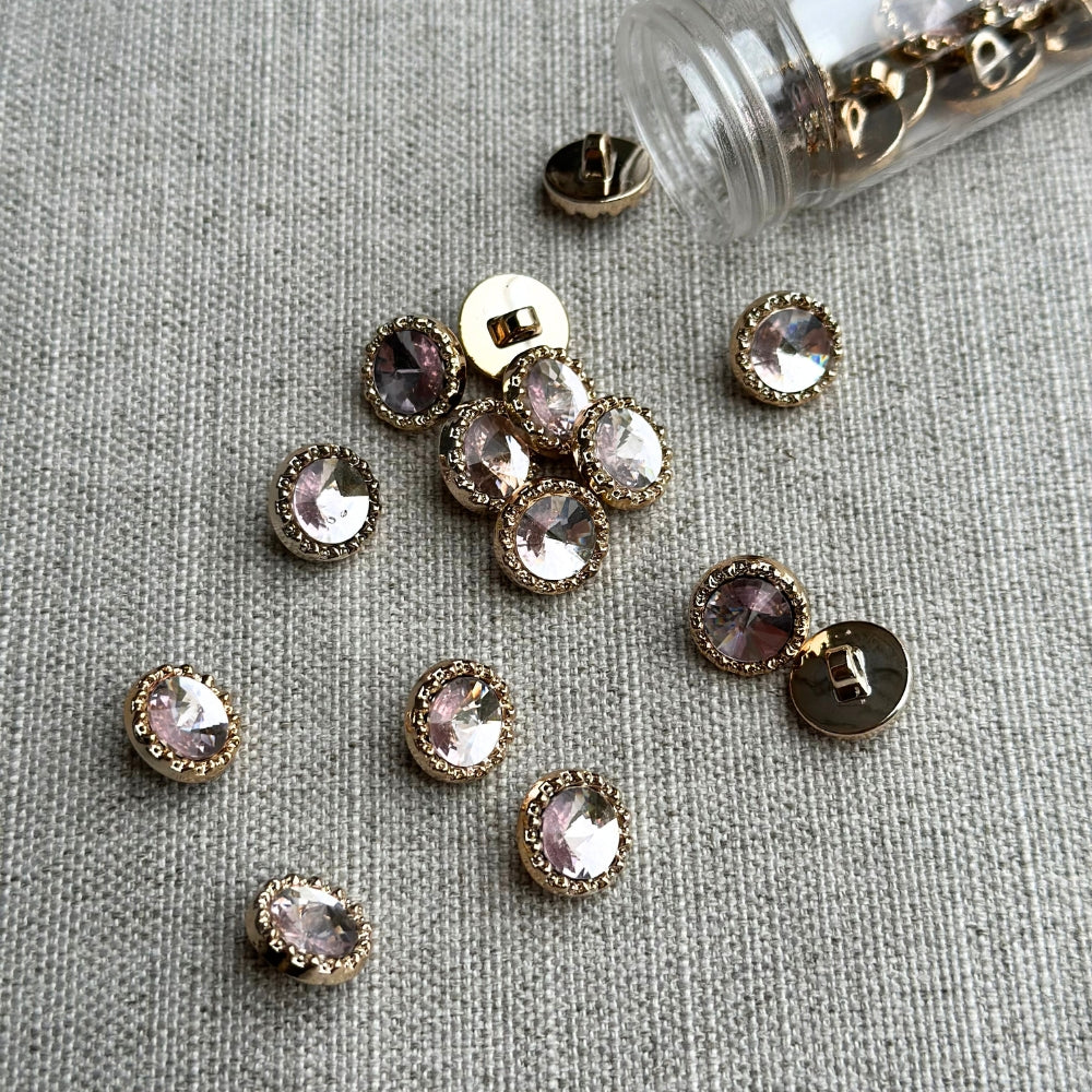 Knap med øje - Rosa Krystal - 12,5mm