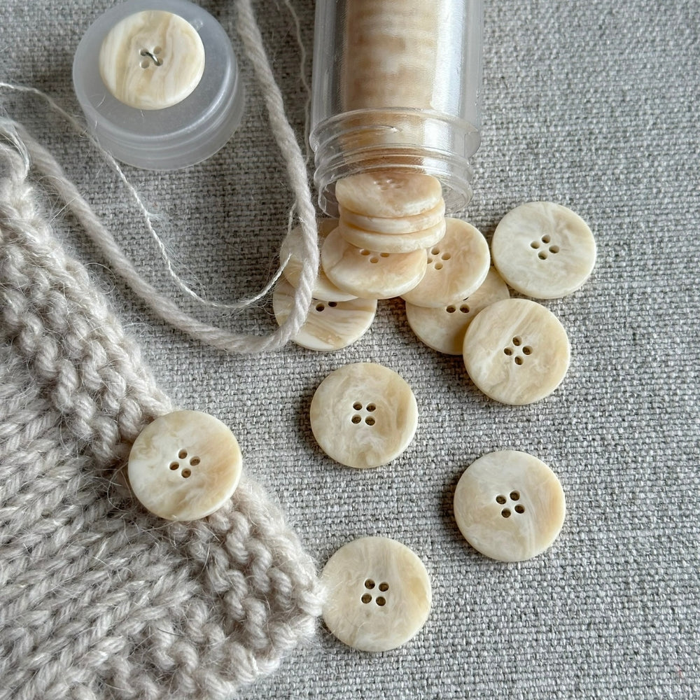 Knap - Meleret Beige - 18 mm