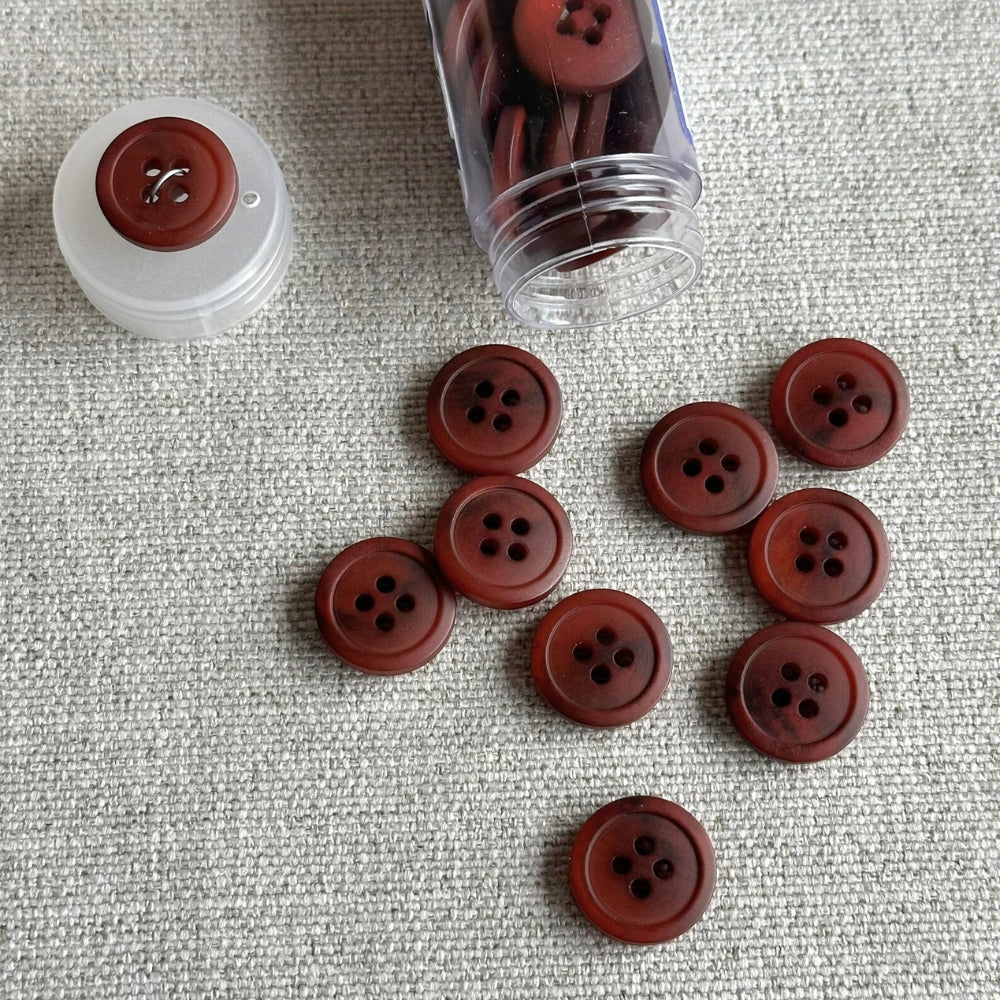 Knap - Meleret Nøddebrun - 15 mm