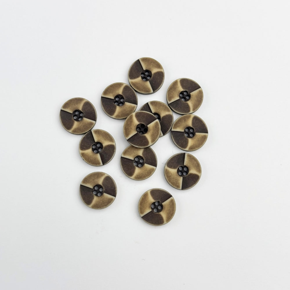 Knap - Tofarvet Brun - 15 mm