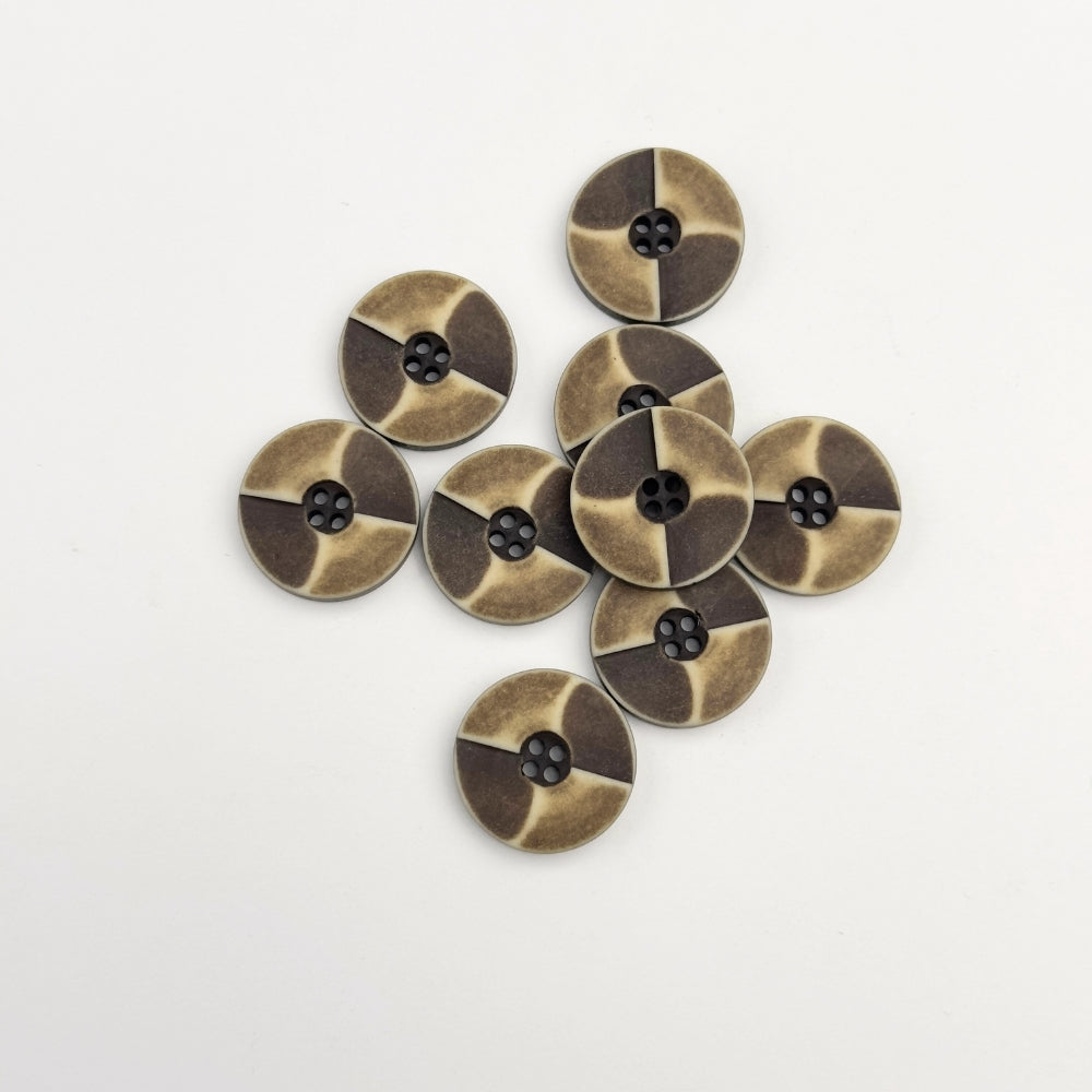 Knap - Tofarvet Brun - 20 mm