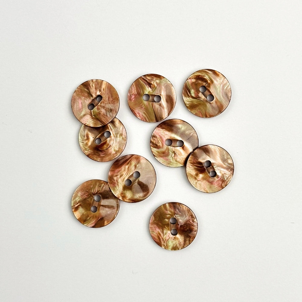 Knap - Perlemor Look - Gylden - 18 mm