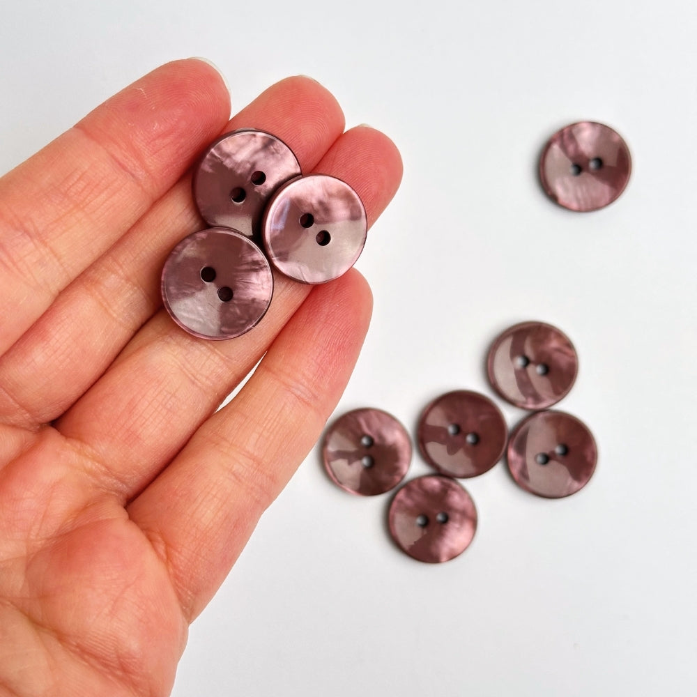 Knap - Perlemor Look - Blomme - 18 mm