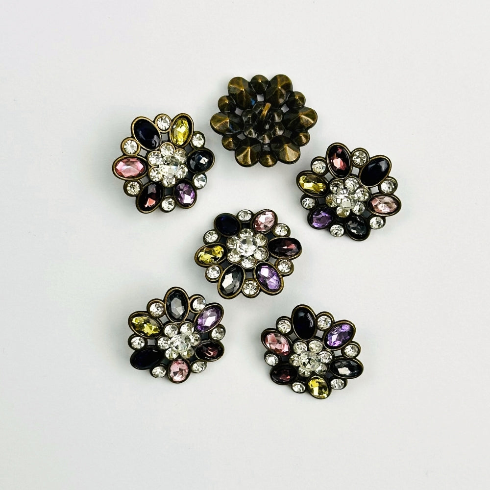 Knap med øje - Blomst/Krystal - 23 mm