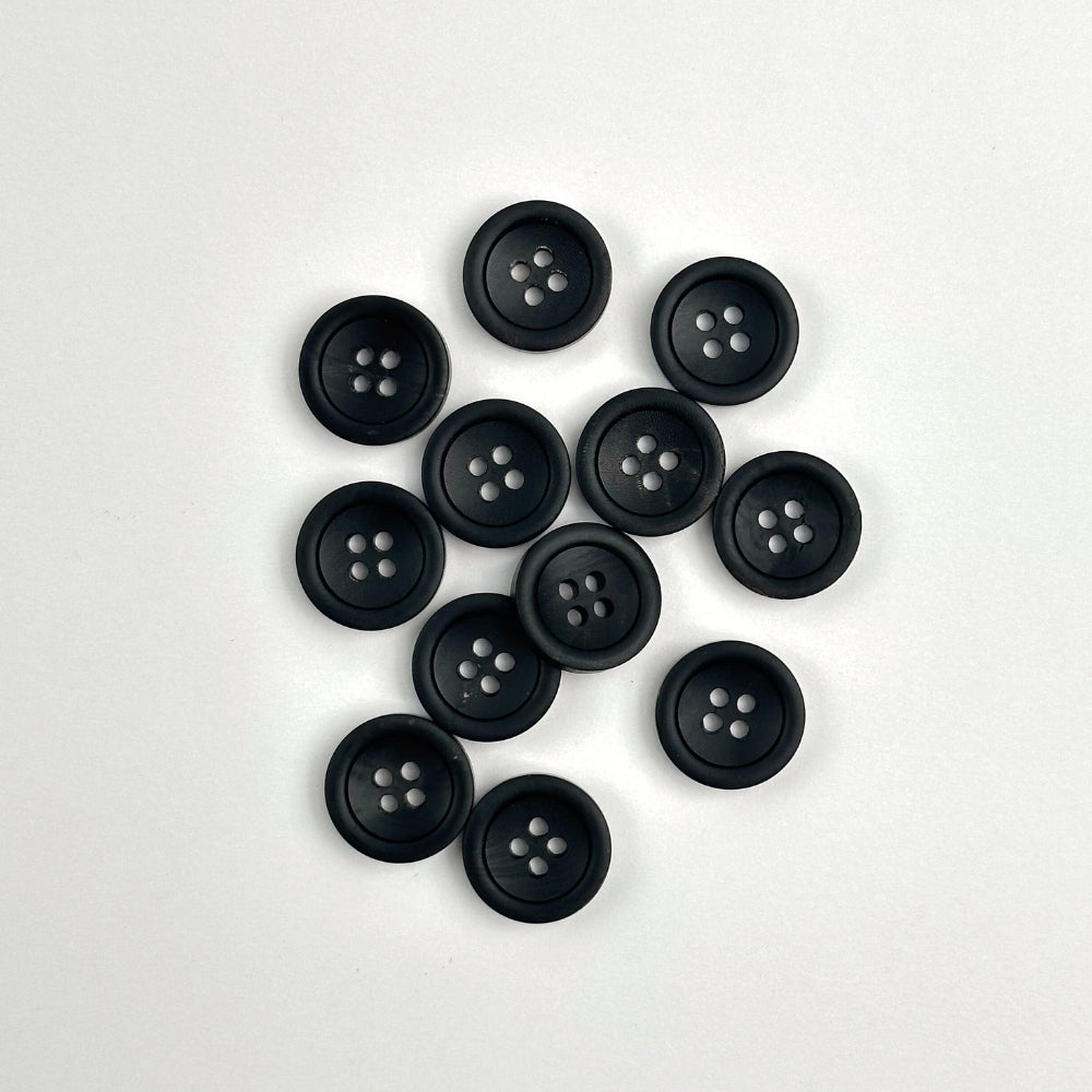 Knap - Ægte Horn - Mat Sort -  15 mm
