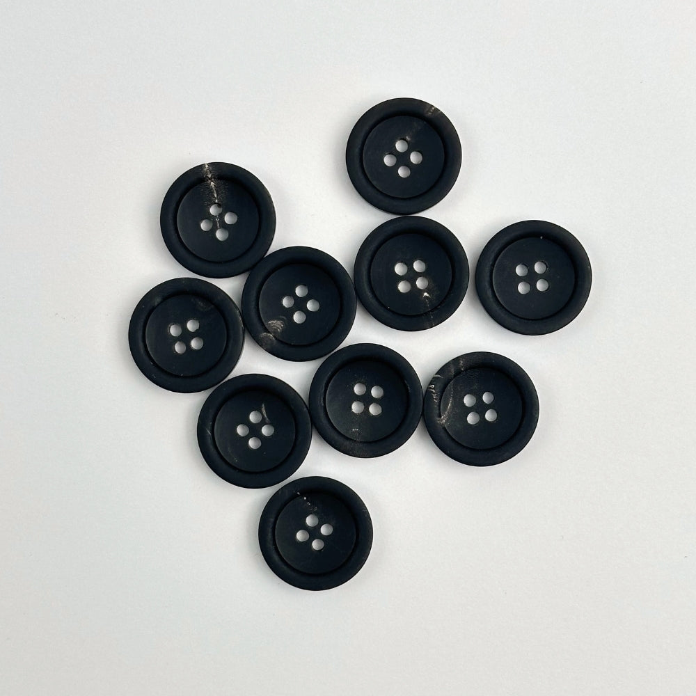 Knap - Ægte Horn - Mat Sort -  18 mm