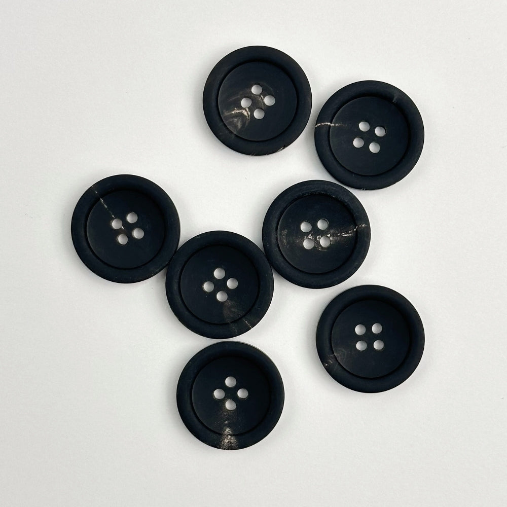 Knap - Ægte Horn - Mat Sort -  23 mm
