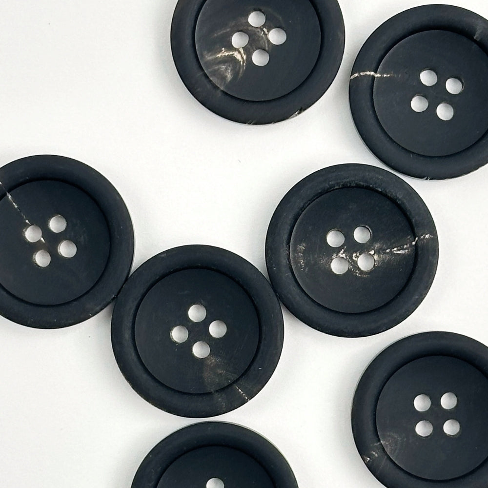 Knap - Ægte Horn - Mat Sort -  23 mm