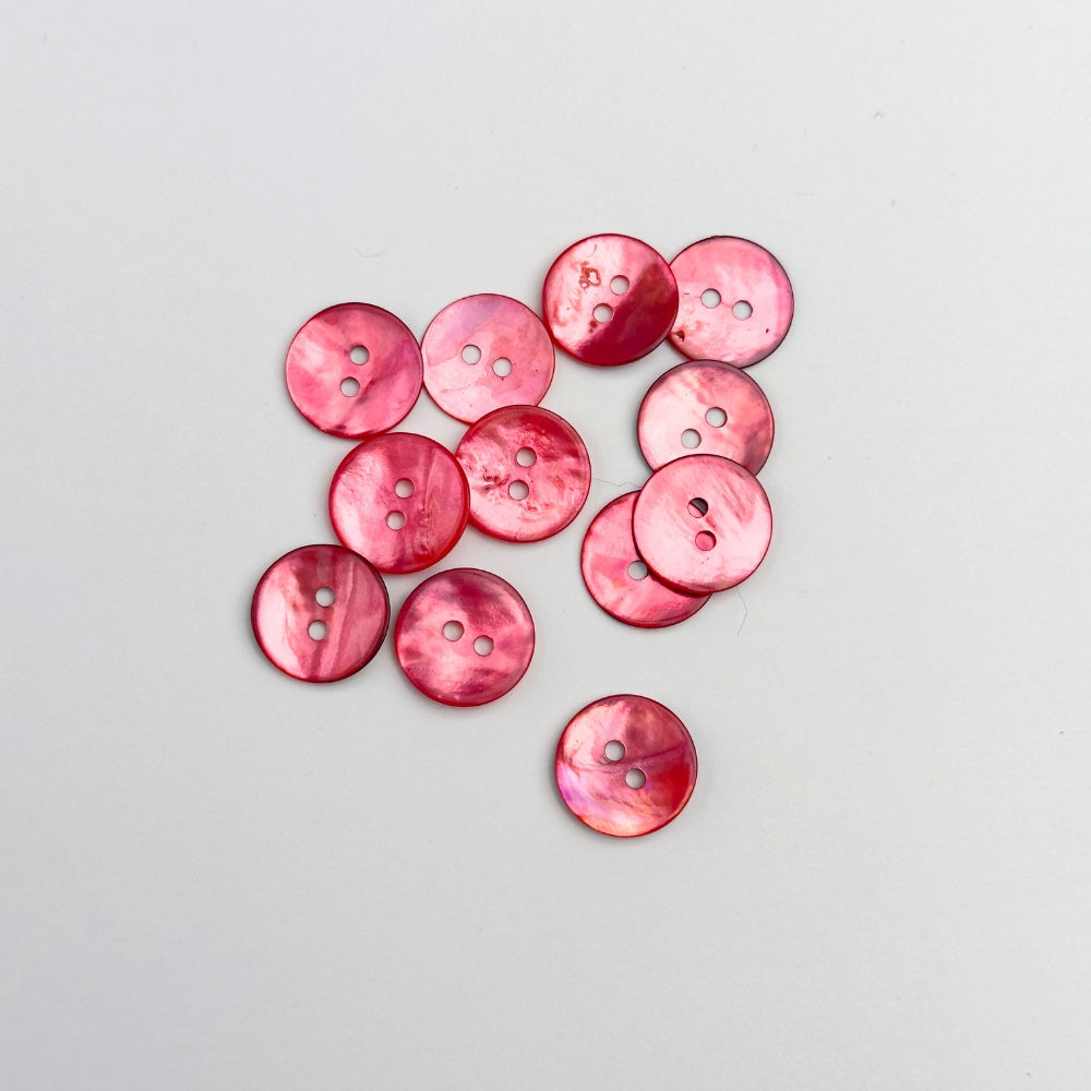 Knap - Ægte Perlemor - Pink - 15 mm