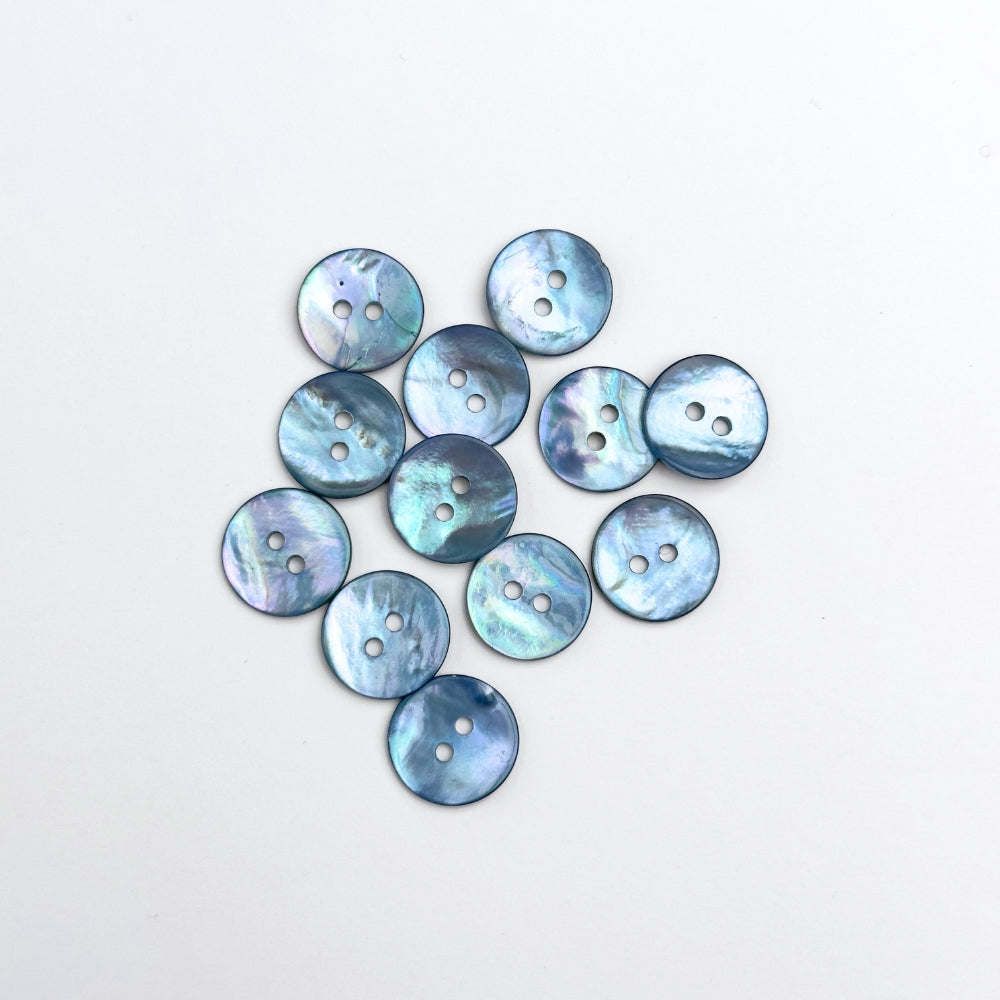 Knap - Ægte Perlemor - Azul - 15 mm