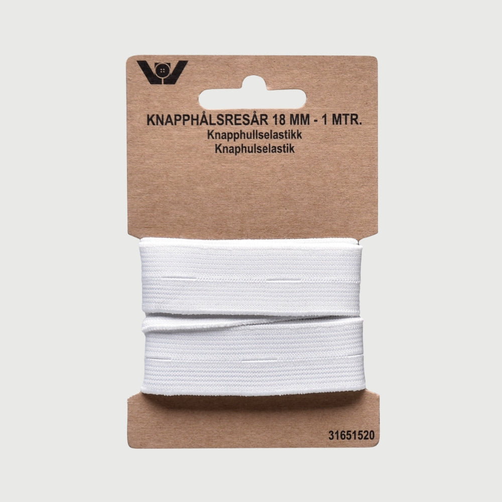 Knaphulselastik - Hvid (18 mm - 1 meter)