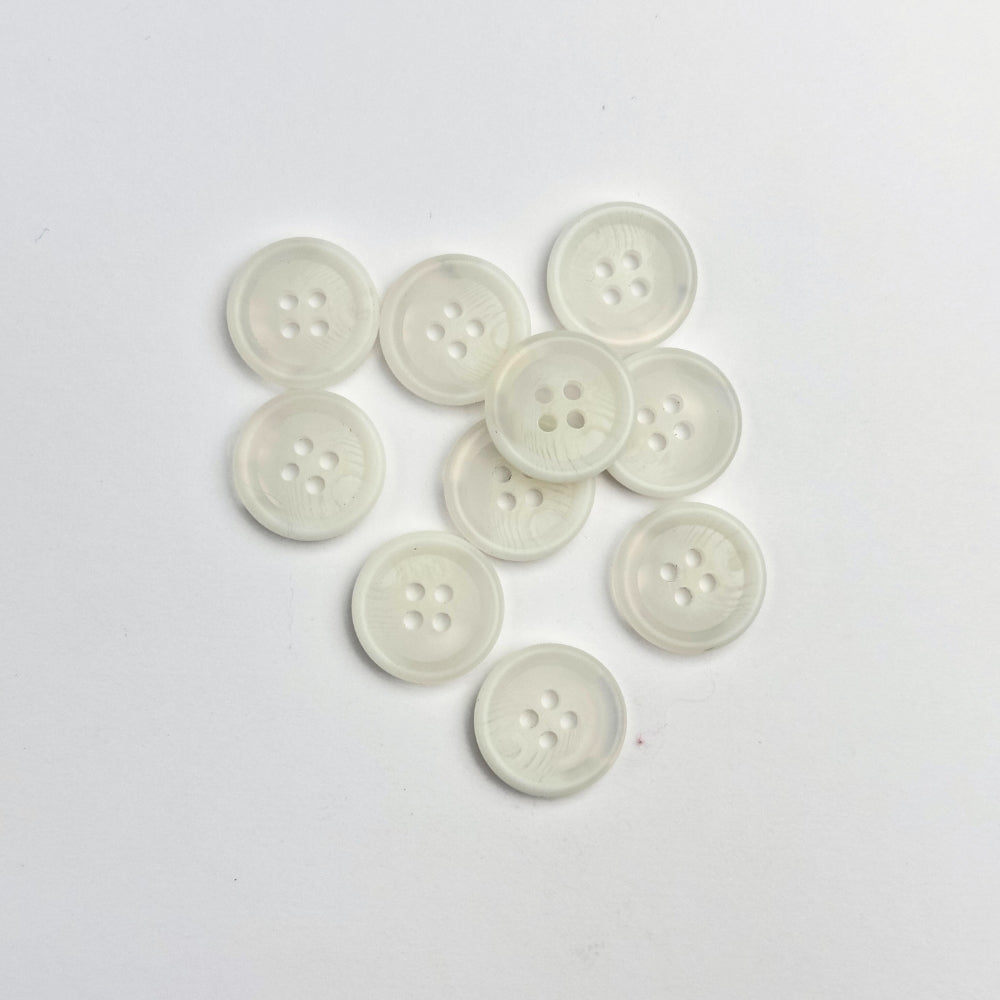 Knap - 4 huller - Hvid/Gennemsigtig - 18 mm