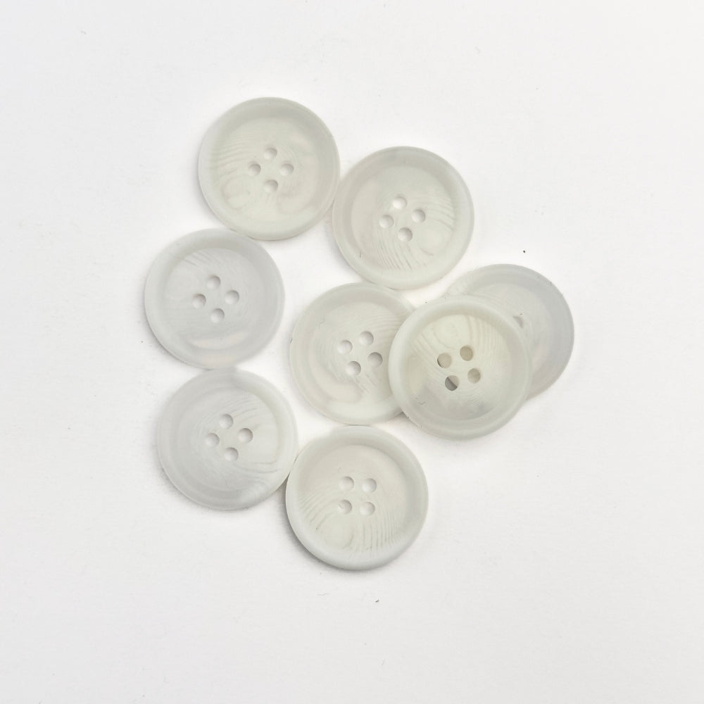 Knap - 4 huller - Hvid/Gennemsigtig - 23 mm