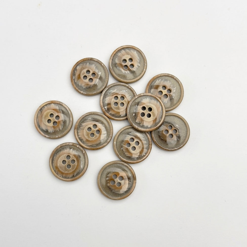 Knap - 4 huls knap - Brun/Beige - 18 mm