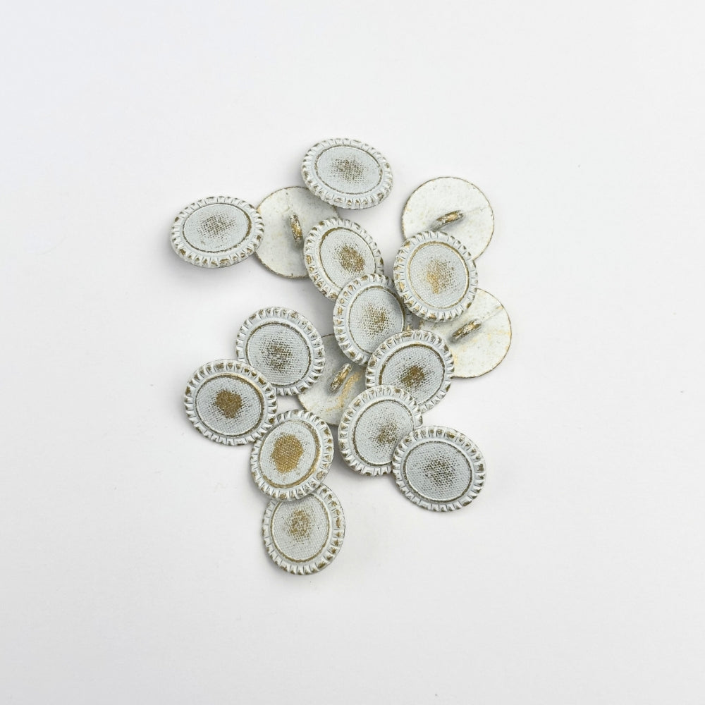 Knap - Metal med Emalje - Cream/Mat Guld - 15 mm