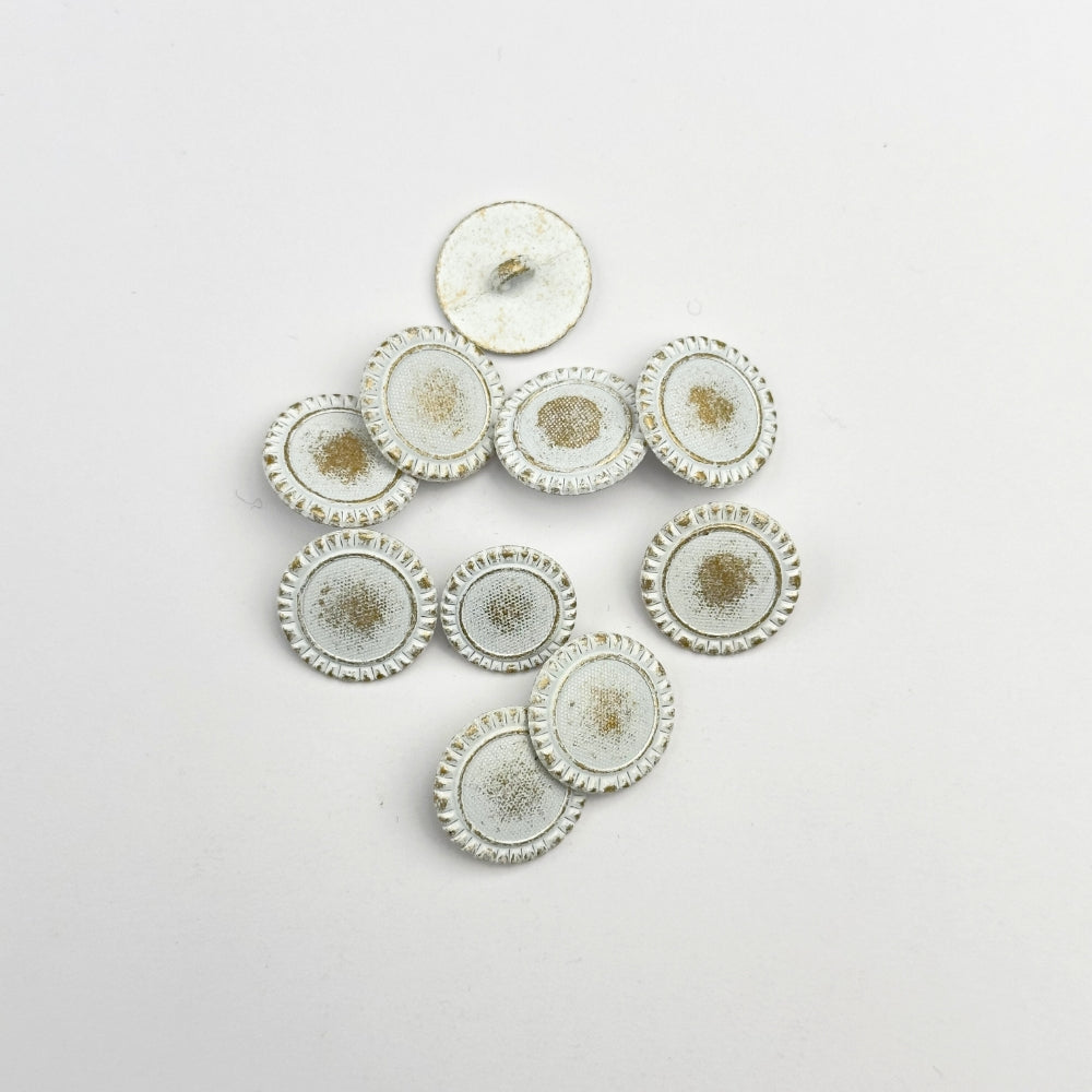 Knap - Metal med Emalje - Cream/Mat Guld - 18 mm