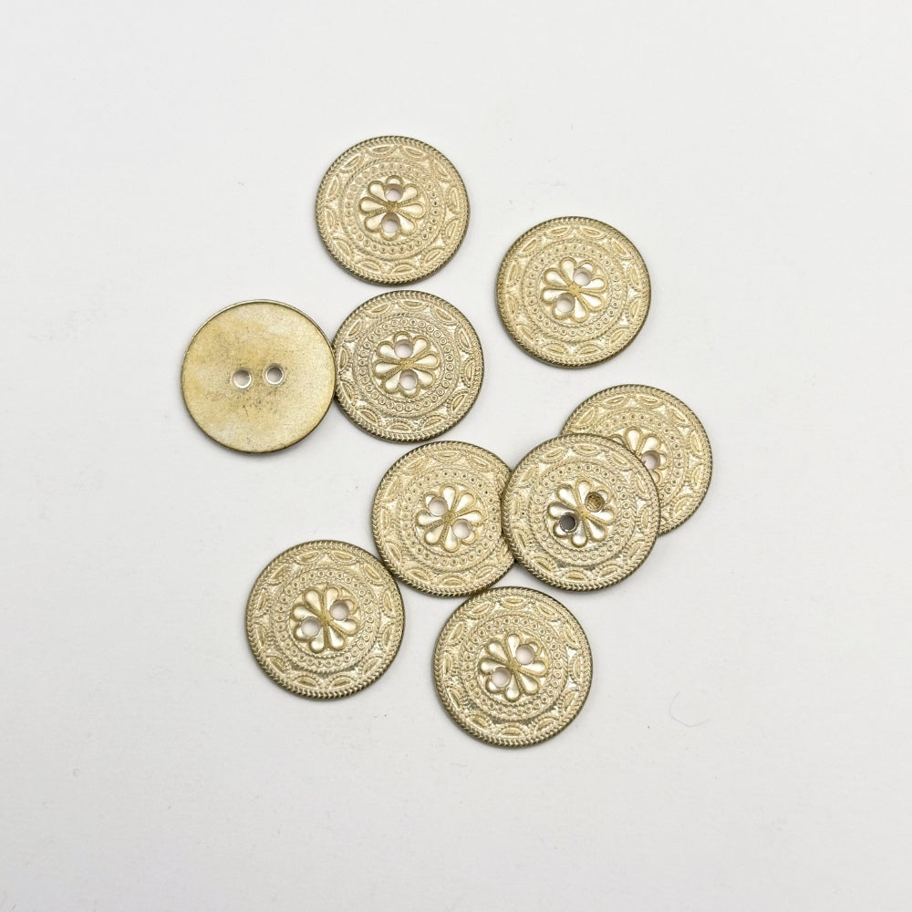 Knap - Metal med Emalje - Mat guld/Cream - 20 mm