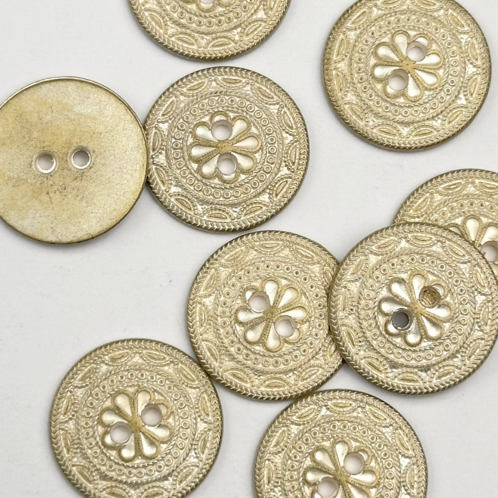 Knap - Metal med Emalje - Mat guld/Cream - 20 mm