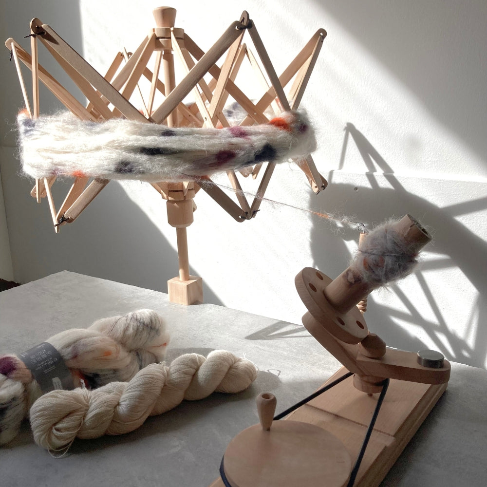 Garnvinde og krydsnøgleapparat i bøgetræ (Sæt)