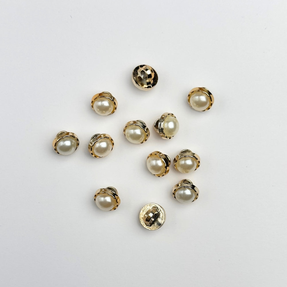 Knap - Perle/Imiteret Metal - 9 mm