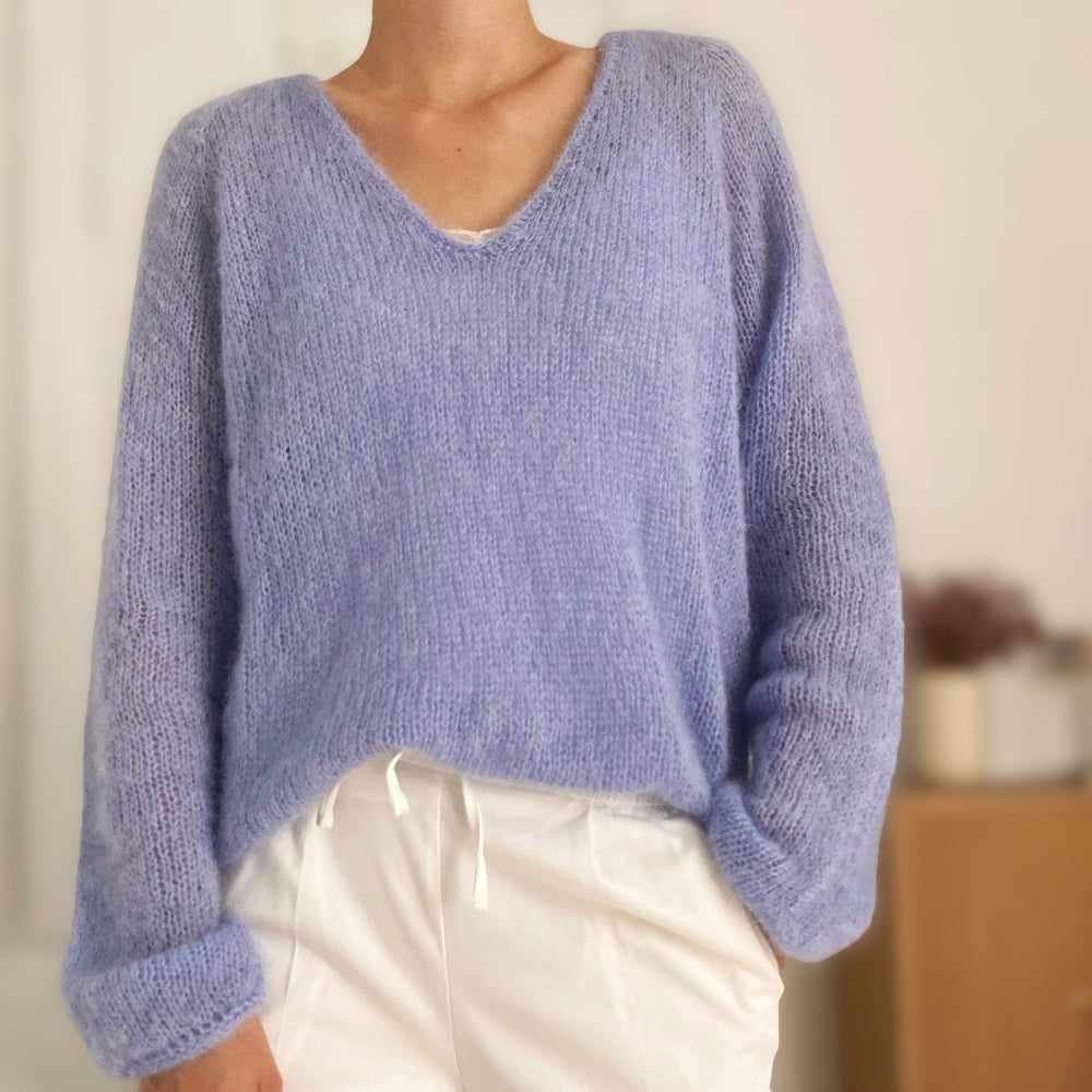 Strikkekit (uden opskrift) - Kumulus Bluse af PetiteKnit (Silk Mohair)