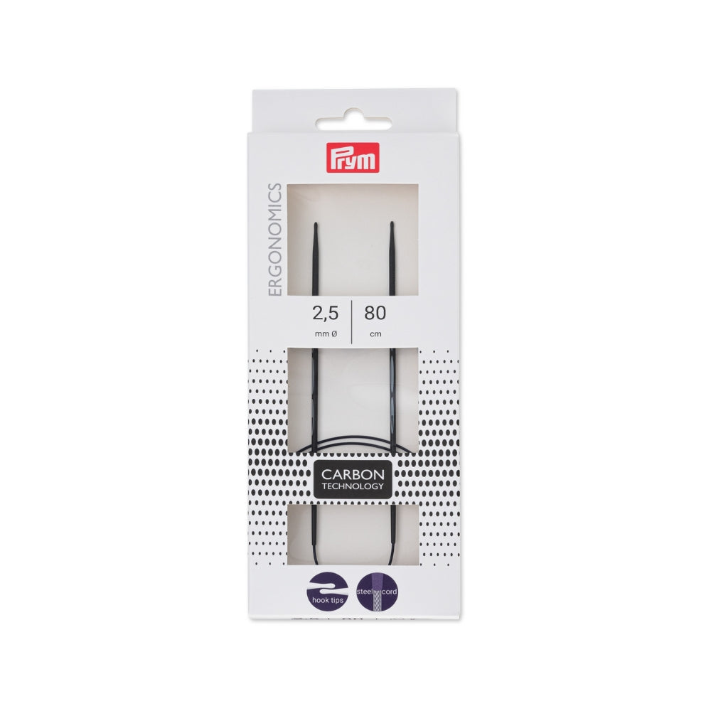 PRYM Carbon - Ergonomiske Rundpinde - 80 cm